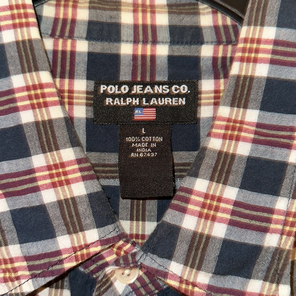 Polo Jeans Co. Ralph Lauren men’s shirt short sleeve size L 100% cotton - Picture 2 of 3